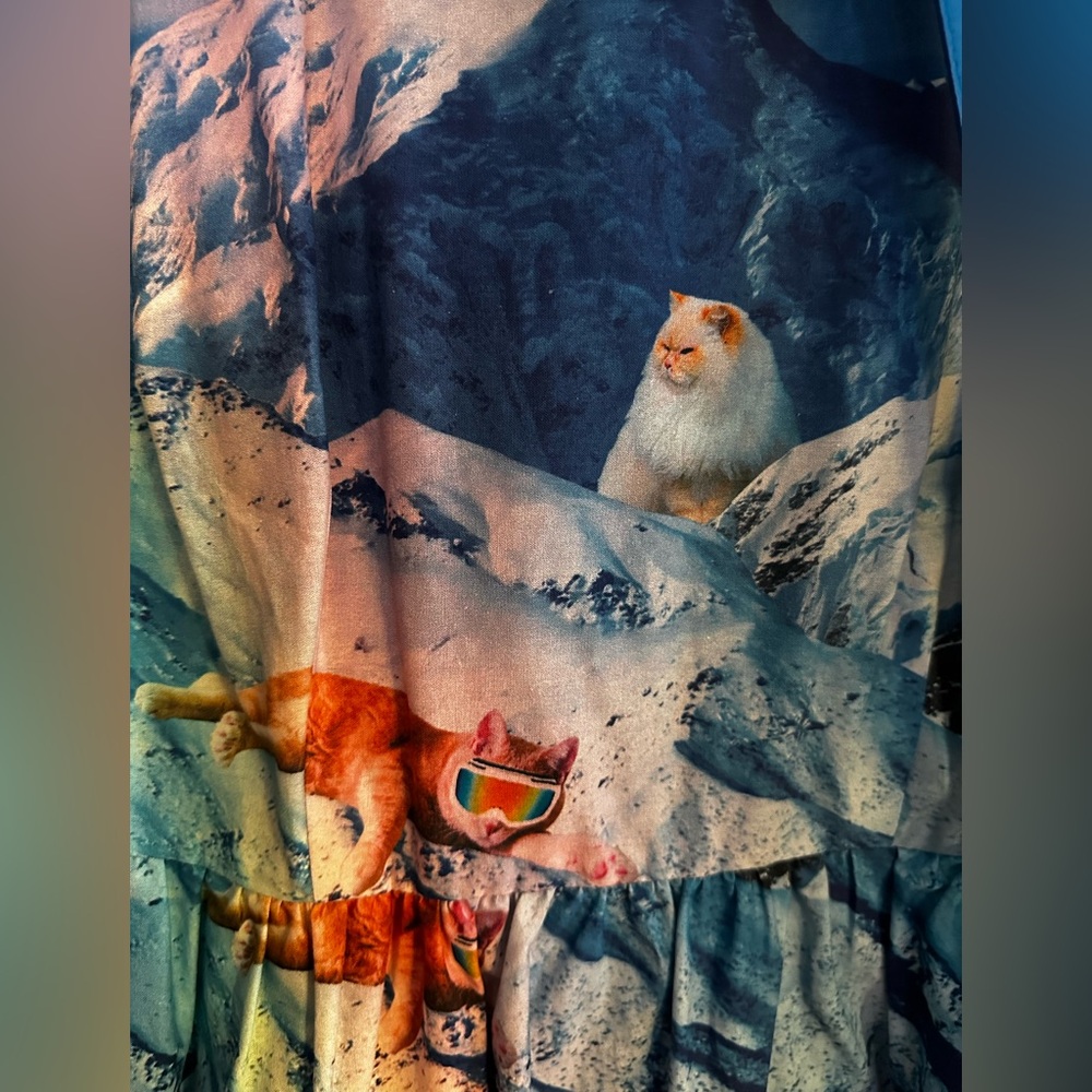 Modcloth Whimsy Without End Ski Snow Cat Fit & Flare Belted Midi Dress - Picture 4 of 4